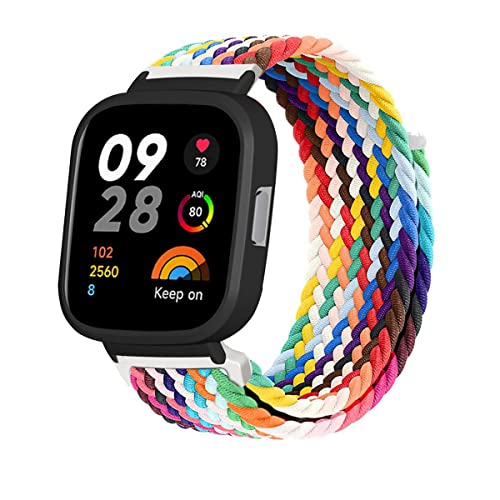 Armband für Xiaomi Redmi Watch 3 Armband, Geflochtenes Nylon Stoff Solo Loop Band für Damen Herren, Verstellbares Ersatzarmband Kompatibel mit Xiaomi Redmi Watch 3 (M) von SABSEN