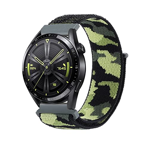 Camouflage Nylon Solo Loop Armband für Huawei Watch GT 2 46mm/ Watch GT 3 46mm, 22MM Camouflage Nylon Armbänder Uhrenarmband Sport Ersatzband Kompatibel mit Huawei Watch GT 2 46mm/ GT 3 46mm (E) von SABSEN