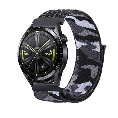 Camouflage Nylon Solo Loop Armband für Huawei Watch GT 2e/ Watch GT 2 Pro, 22MM Camouflage Nylon Armbänder Uhrenarmband Sport Ersatzband Kompatibel mit Huawei Watch GT 2e/ Watch GT 2 Pro Armband (H) von SABSEN