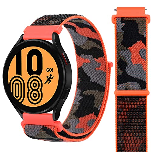 Camouflage Nylon Solo Loop Armband für Samsung Galaxy Watch 4 40mm/44mm, 20MM Camouflage Nylon Armbänder Uhrenarmband Sport Ersatzband Kompatibel mit Samsung Galaxy Watch 4 40mm/44mm Armband (A) von SABSEN