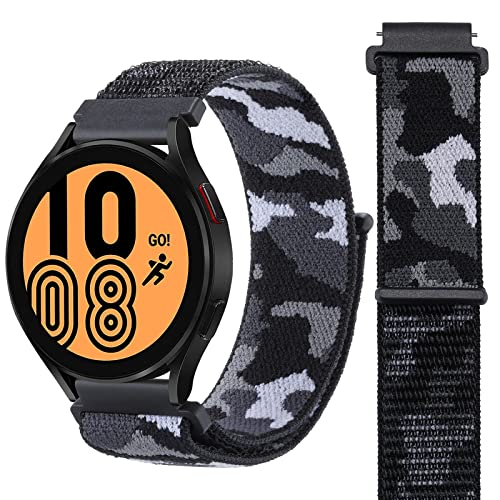 Camouflage Nylon Solo Loop Armband für Samsung Galaxy Watch 4 40mm/44mm, 20MM Camouflage Nylon Armbänder Uhrenarmband Sport Ersatzband Kompatibel mit Samsung Galaxy Watch 4 40mm/44mm Armband (B) von SABSEN