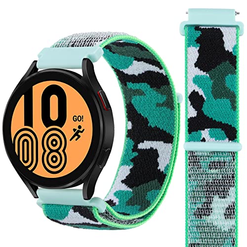 Camouflage Nylon Solo Loop Armband für Samsung Galaxy Watch 4 40mm/44mm, 20MM Camouflage Nylon Armbänder Uhrenarmband Sport Ersatzband Kompatibel mit Samsung Galaxy Watch 4 40mm/44mm Armband (E) von SABSEN