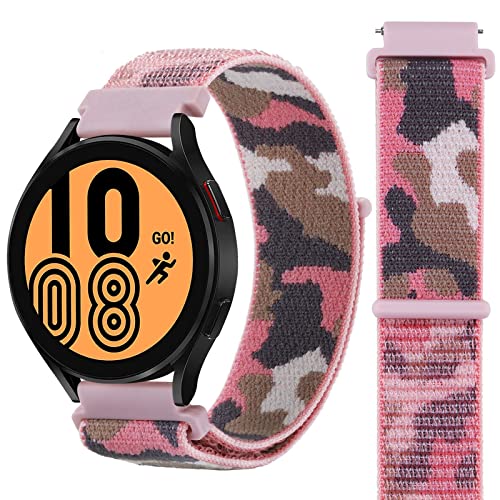Camouflage Nylon Solo Loop Armband für Samsung Galaxy Watch 4 40mm/44mm, 20MM Camouflage Nylon Armbänder Uhrenarmband Sport Ersatzband Kompatibel mit Samsung Galaxy Watch 4 40mm/44mm Armband (F) von SABSEN