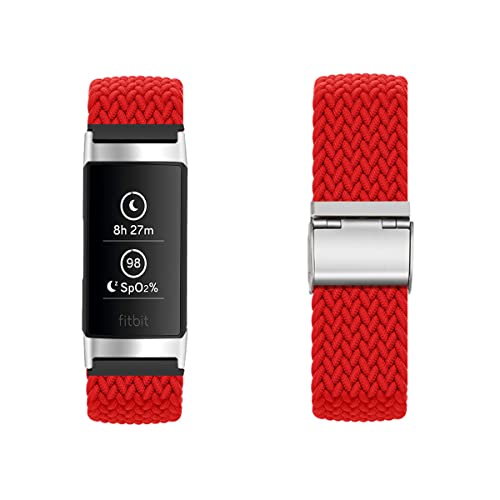 Dehnbarer Wristband für Fitbit Charge 3/Charge 4 Armband, Geflochtenes Nylon Stoff Solo Loop Band für Damen Herren, Verstellbares Ersatzarmband Kompatibel mit Fitbit Charge 3/Charge 4 (9) von SABSEN