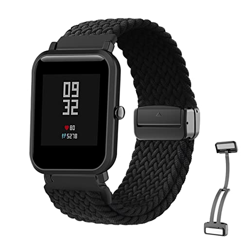 Magnet Nylon Armband für Amazfit Bip/Bip Lite/Bip S/Bip S Lite Armband, Nylon Geflochten Magnet Einstellbar Elastisch Dehnbarer Ersatz Sport Armband Kompatibel mit Amazfit Bip/Bip S/Bip S Lite (D) von SABSEN