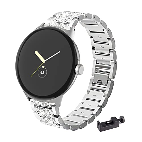 Metall Armband für Google Pixel Watch Armband, Frauen Strass Glitzer Verstellbare Edelstahl Ersatzbänder Armband Kompatibel mit Google Pixel Watch Armband (B) von SABSEN
