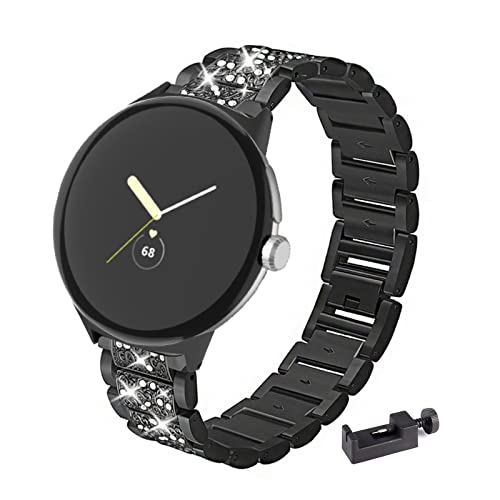 Metall Armband für Google Pixel Watch Armband, Frauen Strass Glitzer Verstellbare Edelstahl Ersatzbänder Armband Kompatibel mit Google Pixel Watch Armband (D) von SABSEN