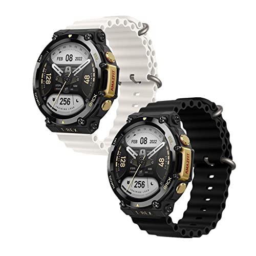 SABSEN 2 Stück Ocean Armband für Amazfit T-Rex/Amazfit T-Rex Pro Armband, Einstellbare Länge Weiche Silikon Sport Armbänder Ersatz Kompatible mit Armband Amazfit T-Rex/T-Rex Pro für Herren Damen (E) von SABSEN