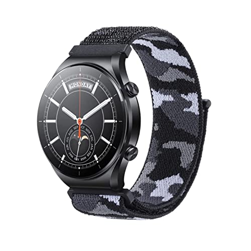 SABSEN Camouflage Nylon Solo Loop Armband für Xiaomi Watch S1 / Xiaomi Mi Watch, Camouflage Nylon Armbänder Uhrenarmband Sport Ersatzband Kompatibel mit Xiaomi Watch S1 / Xiaomi Mi Watch Armband (F) von SABSEN