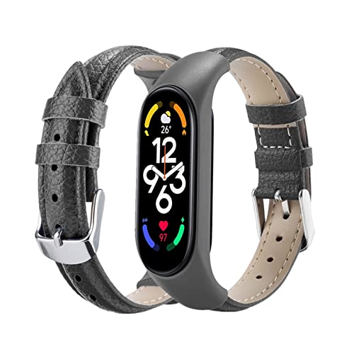 SABSEN Glitzer Leder Armband für Xiaomi Mi Band 7 / Mi Band 6 / Mi Band 5 Armband, Lederband Ersatzband mit TPU-Verschluss Kompatibel mit Xiaomi Mi Band 7 / Mi Band 6 / Mi Band 5 Armband (M) von SABSEN