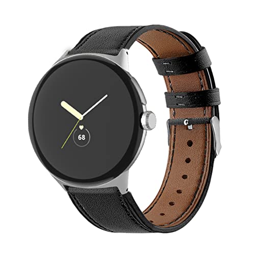 SABSEN Leder Armband für Google Pixel Watch Armband, Google Pixel Watch Lederband Ersatzband mit Edelstahl-Verschluss Kompatibel mit Armband Google Pixel Watch (D) von SABSEN