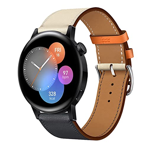 SABSEN Leder Armband für Huawei Watch GT3 42mm Armbänder, 20MM Echtleder Schlank Ersatzarmband mit Edelstahl-Verschluss Kompatibel mit Armbänder Huawei Watch GT3 42mm (26) von SABSEN