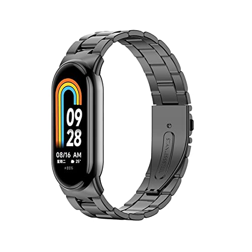 SABSEN Metall Armband für Xiaomi Mi Band 8 Armband, Xiaomi Mi Band 8 Verstellbare Edelstahl Ersatzbänder Armband Kompatibel mit Xiaomi Mi Band 8 (B) von SABSEN