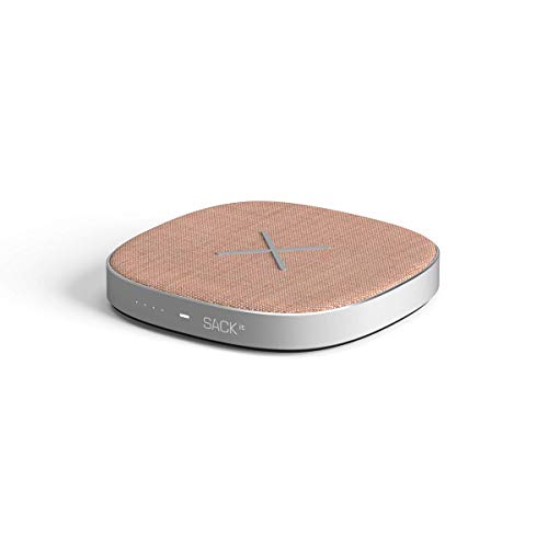 SACKit – CHARGEit Powerbank – Qi-zertifizierter Wireless Charger mit USB-C Ladekabel – vielseitiges Ladegerät im edlen dänischen Design – Silber und roséfarben von SACKit