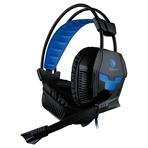 SADES SA-706 Xpower PC Gaming PS4 Xbox Stereo-Kopfhörer, flexibles Mikrofon - Schwarz/Blau von SADES