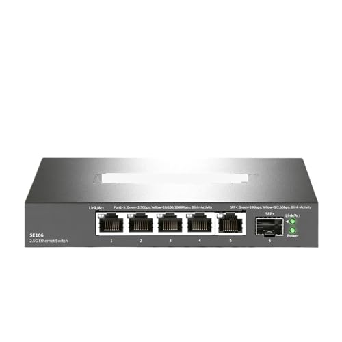 2,5-G-Netzwerk-Switch 5-Port-2500-Mbps-Ethernet-Switch mit 10G SFP+ Unmanaged Home Lab Setup Kleiner Hub-Internet-Splitter (Color : EU Adapter) von SAEVVCJWW