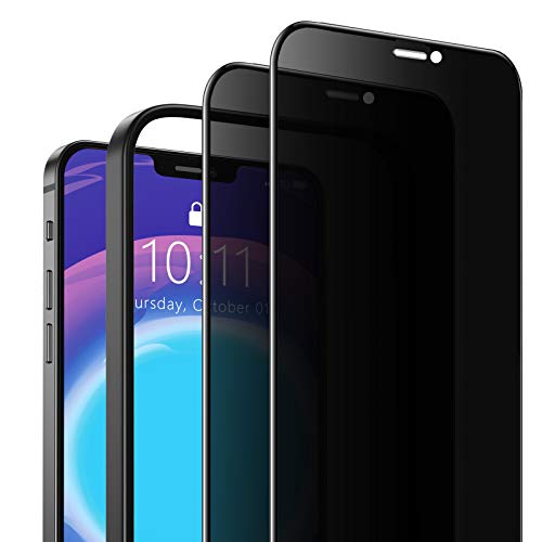 SAEYON [2 Stück] Anti-Spähen Glasfolie Schutzfolie für Apple iPhone 12 Pro/iPhone 12, 3D Anti-Spy Privacy Gehärtetes Glas Sichtschutzfolie für iPhone 12 Pro/iPhone 12 Blickschutzfolie, 6,1", Schwarz von SAEYON
