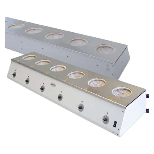 SAF Wärmetechnik KM-R6 LabHEAT Reihenheizgerät, 6 x 500ml, 6 x 330 Watt, 230 Volt, 1150mm Breite, 150mm Höhe, 290mm Länge von SAF Wärmetechnik