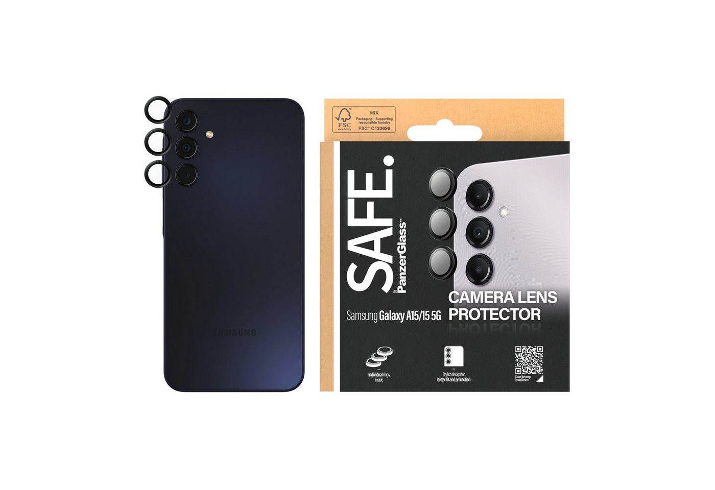 SAFE by PanzerGlass Camera Lens Protector für Samsung Galaxy A15, Samsung Galaxy A15 5G, Kameraschutzglas, Kameraschutz von SAFE by PanzerGlass