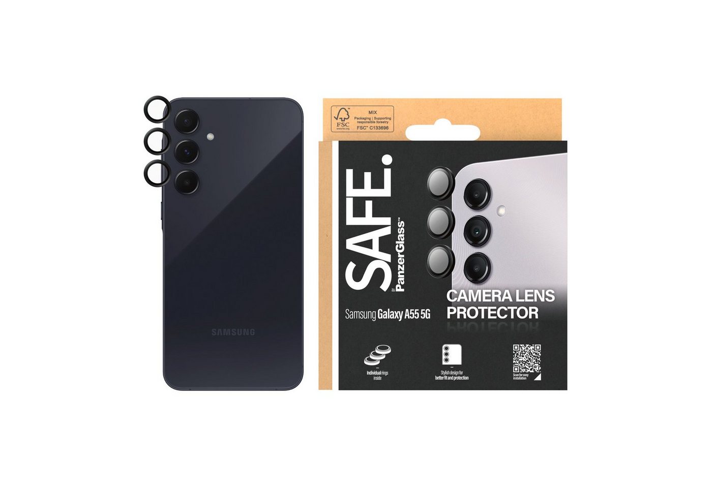 SAFE by PanzerGlass Kameraschutzglas Camera Lens Protector für Samsung Galaxy A55 5G, Kameraschutz SAFE by PanzerGlass Kameraschutzglas Camera Lens Protector für Samsung Galaxy A55 5G, Kameraschutz von SAFE by PanzerGlass
