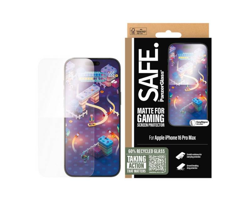SAFE by PanzerGlass Displayschutzglas Matte for Gaming Screen Protection für Apple iPhone 16 Pro Max, Displayschutzfolie, Schutzfolie, Bildschirmschutz, kratz- & stoßfest von SAFE by PanzerGlass