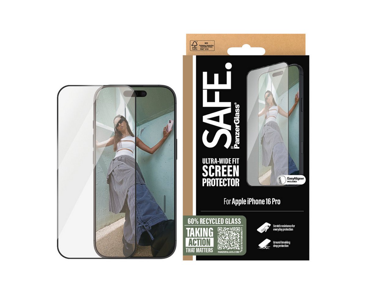 SAFE by PanzerGlass Displayschutzglas Ultra-Wide Fit Screen Protection für Apple iPhone 16 Pro, Displayschutzfolie, Schutzfolie, Bildschirmschutz, kratz- & stoßfest SAFE by PanzerGlass Displayschutzglas Ultra-Wide Fit Screen Protection für Apple iPhone 16 Pro, Displayschutzfolie, Schutzfolie, Bildschirmschutz, kratz- & stoßfest von SAFE by PanzerGlass