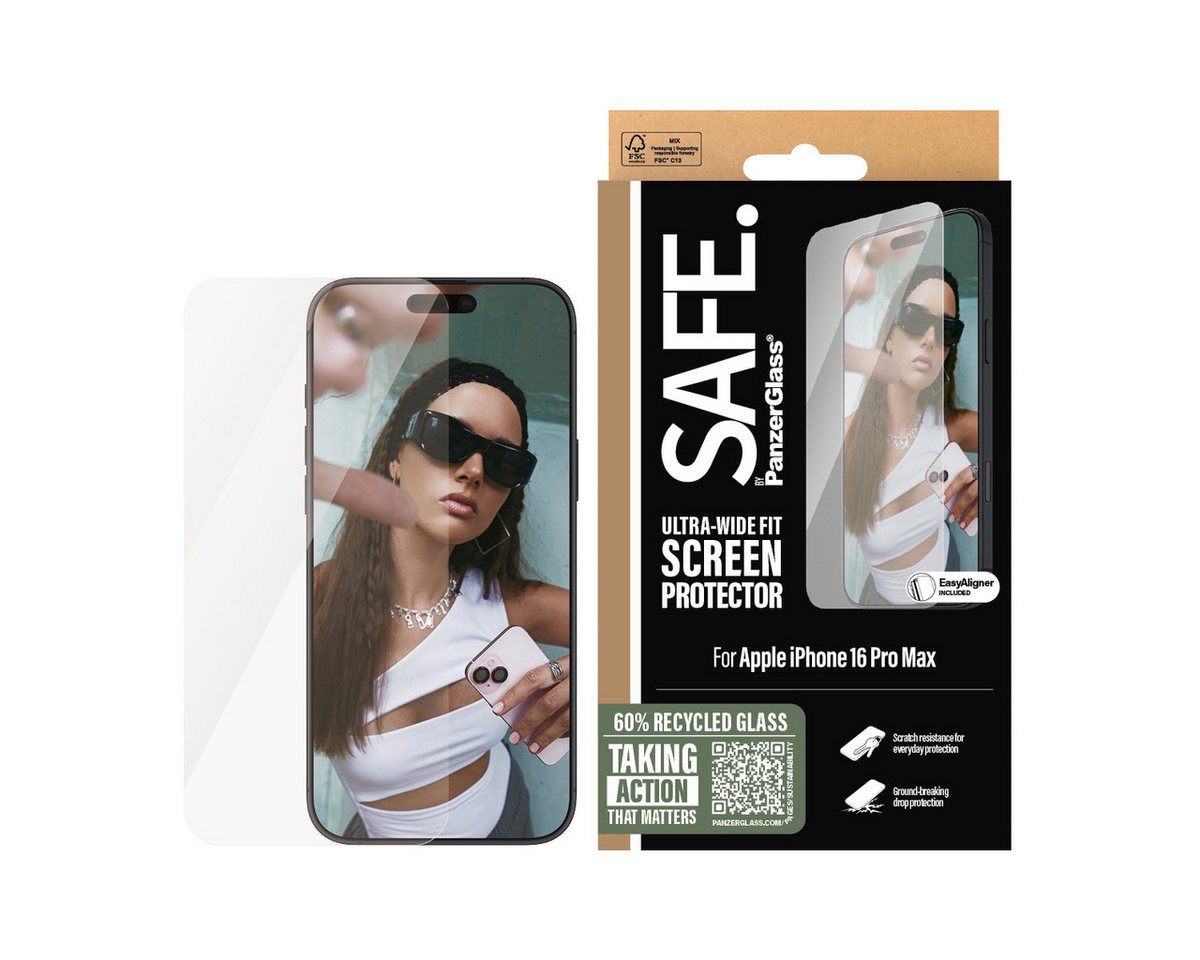 SAFE by PanzerGlass Displayschutzglas Ultra-Wide Fit Screen Protection für Apple iPhone 16 Pro Max, Displayschutzfolie, Schutzfolie, Bildschirmschutz, kratz- & stoßfest SAFE by PanzerGlass Displayschutzglas Ultra-Wide Fit Screen Protection für Apple iPhone 16 Pro Max, Displayschutzfolie, Schutzfolie, Bildschirmschutz, kratz- & stoßfest von SAFE by PanzerGlass