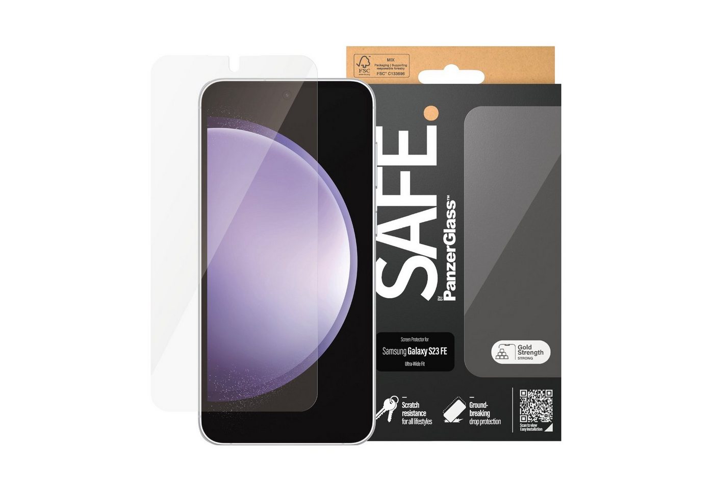 SAFE by PanzerGlass Screen Protector für Samsung Galaxy S23 FE, Displayschutzglas, Displayschutzfolie, kratzfest, schmutz- und feuchtigkeitsabweisend von SAFE by PanzerGlass