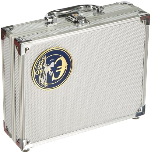 SAFE 177 ALU Münzkoffer mit 6 Tableaus für 30 ganze Euro-Sätze - 250 x 215 x 70 mm von SAFE