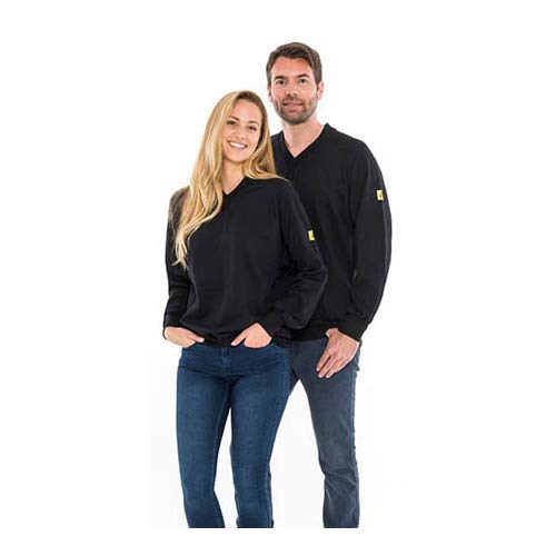 Safeguard SWS-THSS-BK3XL-V-NECK ESD-Sweatshirt, V-Ausschnitt, 280g/m², 3XL, Schwarz von SAFEGUARD