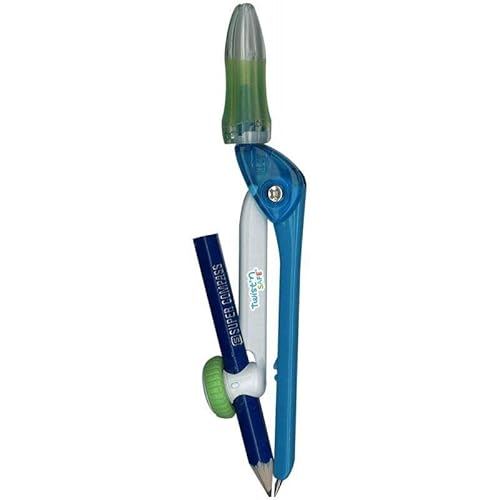 WONDAY - TWIST'N SAFE Metallzirkel für Kinder, Blau, mit Spitzenschutz und erhöhter Manövrierfähigkeit von SAFETOOL