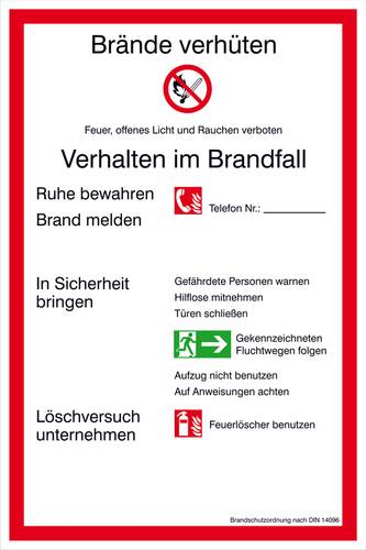 Aushang Brandschutzordnung Teil A Kunststoff (B x H) 200mm x 300mm 1St. von SAFETYMARKING