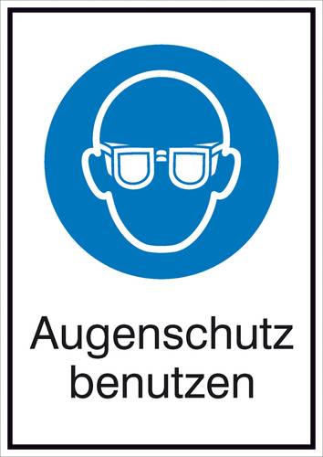 Gebotsschild Augenschutz benutzen, Hygiene und Abstand Folie selbstklebend (B x H) 131mm x 185mm ISO von SAFETYMARKING