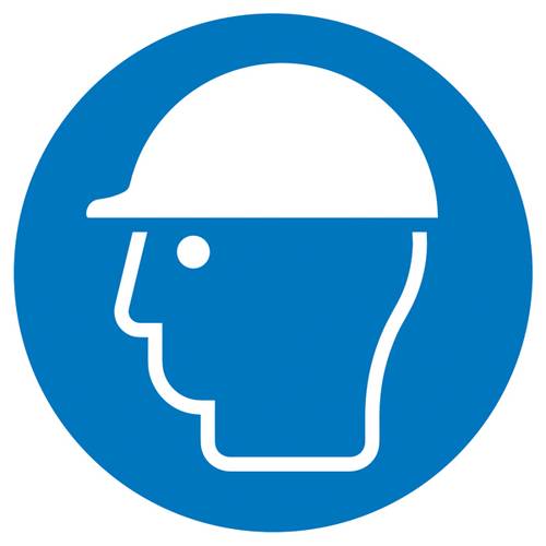 Gebotsschild Kopfschutz benutzen Folie selbstklebend (Ø) 100mm ISO 7010 1St. von SAFETYMARKING