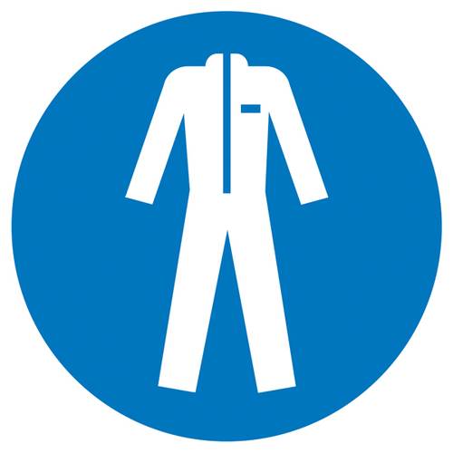 Gebotsschild Schutzkleidung benutzen, Hygiene und Abstand Folie selbstklebend (Ø) 200mm ISO 7010 1S von SAFETYMARKING