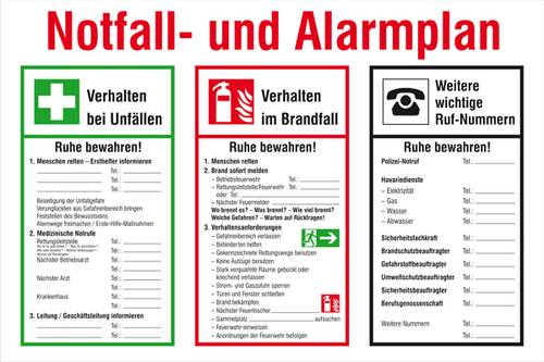 SafetyMarking 43.A5975 Aushang Brandschutz Notfall- und Alarmplan Kunststoff (B x H) 600mm x 400mm 1 von SAFETYMARKING