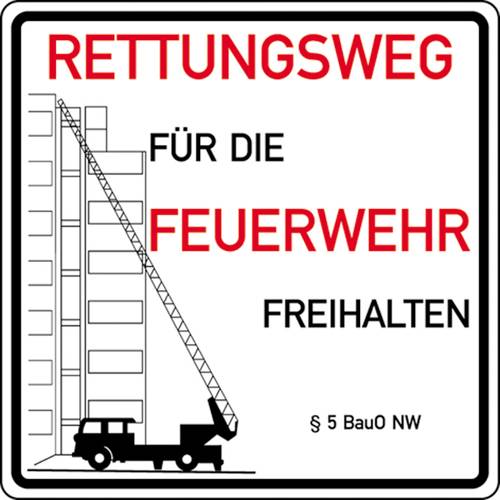 SafetyMarking 51.2764 Hinweisschild Rettungswege freihalten, § 5 BauO NW Aluminium (B x H) 500mm x von SAFETYMARKING