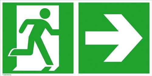 SafetyMarking Fluchtwegschild Aluminium Notausgang rechts, Richtungsangabe rechts 15.3029 (B x H) 60 von SAFETYMARKING