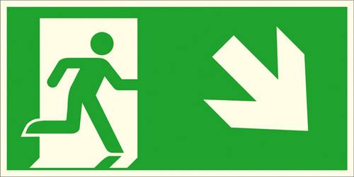 SafetyMarking Fluchtwegschild Aluminium Notausgang rechts, schräg abwärts 15.A1067 (B x H) 400mm x von SAFETYMARKING