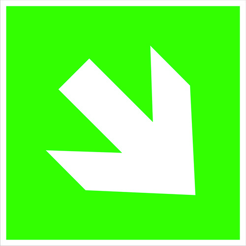 SafetyMarking Fluchtwegschild Aluminium Richtungsangabe schräg 15.0090 (B x H) 150mm x 150mm ISO 70 von SAFETYMARKING