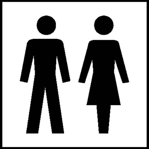 Türschild WC - Damen/Herren Folie selbstklebend (B x H) 100mm x 100mm 1St. von SAFETYMARKING