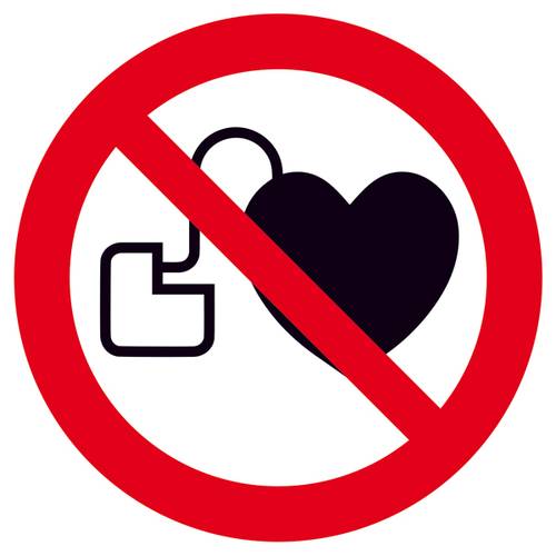 Verbotsschild Kein Zutritt für Personen mit Herzschrittmachern oder implantierten Defibrillatoren F von SAFETYMARKING