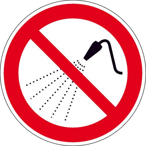 Verbotsschild Mit Wasser spritzen verboten Folie selbstklebend (Ø) 315mm 1St. von SAFETYMARKING