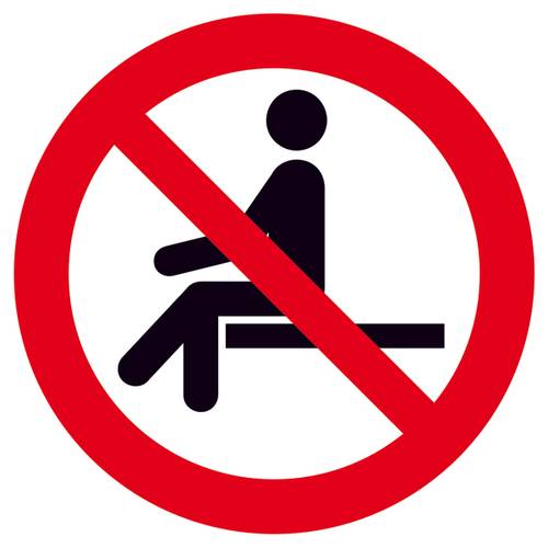 Verbotsschild Sitzen verboten Kunststoff (Ø) 200mm ISO 7010 1St. von SAFETYMARKING