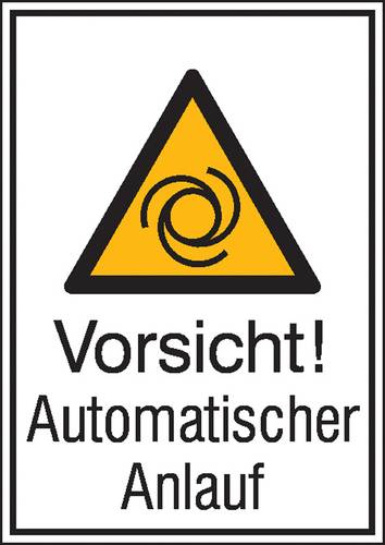 Warn-Kombischild Vorsicht! Automatischer Anlauf Folie selbstklebend (B x H) 131mm x 185mm ISO 7010 1 von SAFETYMARKING