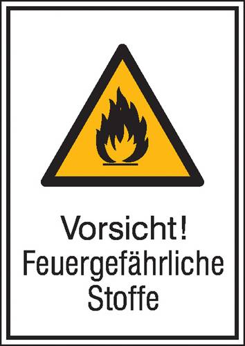 Warn-Kombischild Vorsicht! Feuergefährliche Stoffe Folie selbstklebend (B x H) 131mm x 185mm ISO 70 von SAFETYMARKING