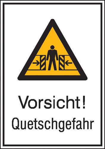 Warn-Kombischild Vorsicht! Quetschgefahr Aluminium (B x H) 262mm x 371mm ISO 7010 1St. von SAFETYMARKING