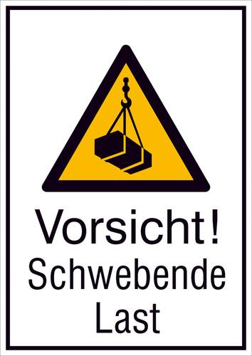 Warn-Kombischild Vorsicht! Schwebende Last Aluminium (B x H) 262mm x 371mm ISO 7010 1St. von SAFETYMARKING