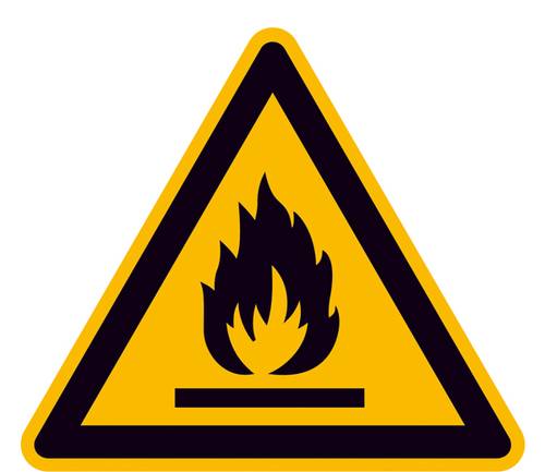 Warnschild Feuergefährliche Stoffe Folie selbstklebend 100mm ISO 7010 1St. von SAFETYMARKING