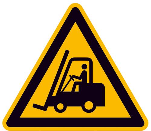Warnschild Flurförderfahrzeuge Folie selbstklebend 400mm ISO 7010 1St. von SAFETYMARKING